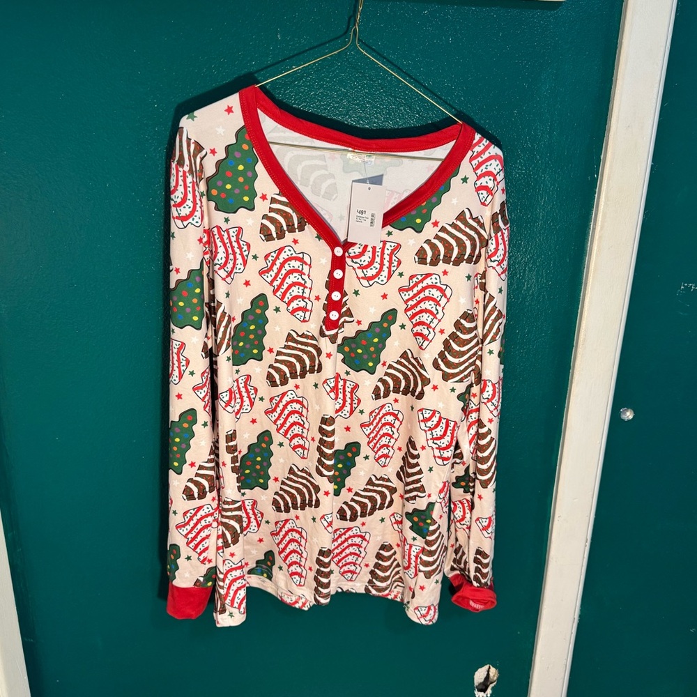 Festive Christmas Tree Pajama Top